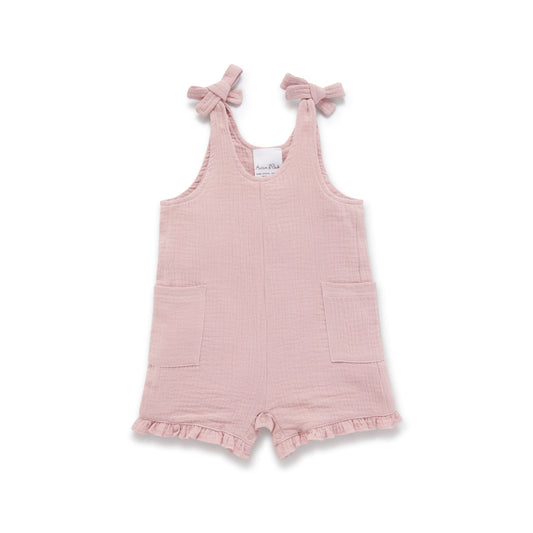 Pink Muslin Tie Top Romper