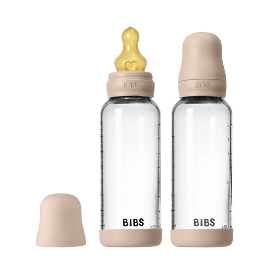 BIBS Glass Bottle Complete Set 2 Pack 240ml  Latex - Blush