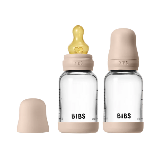 BIBS Glass Bottle Complete Set 2 Pack 120ml  Latex - Blush