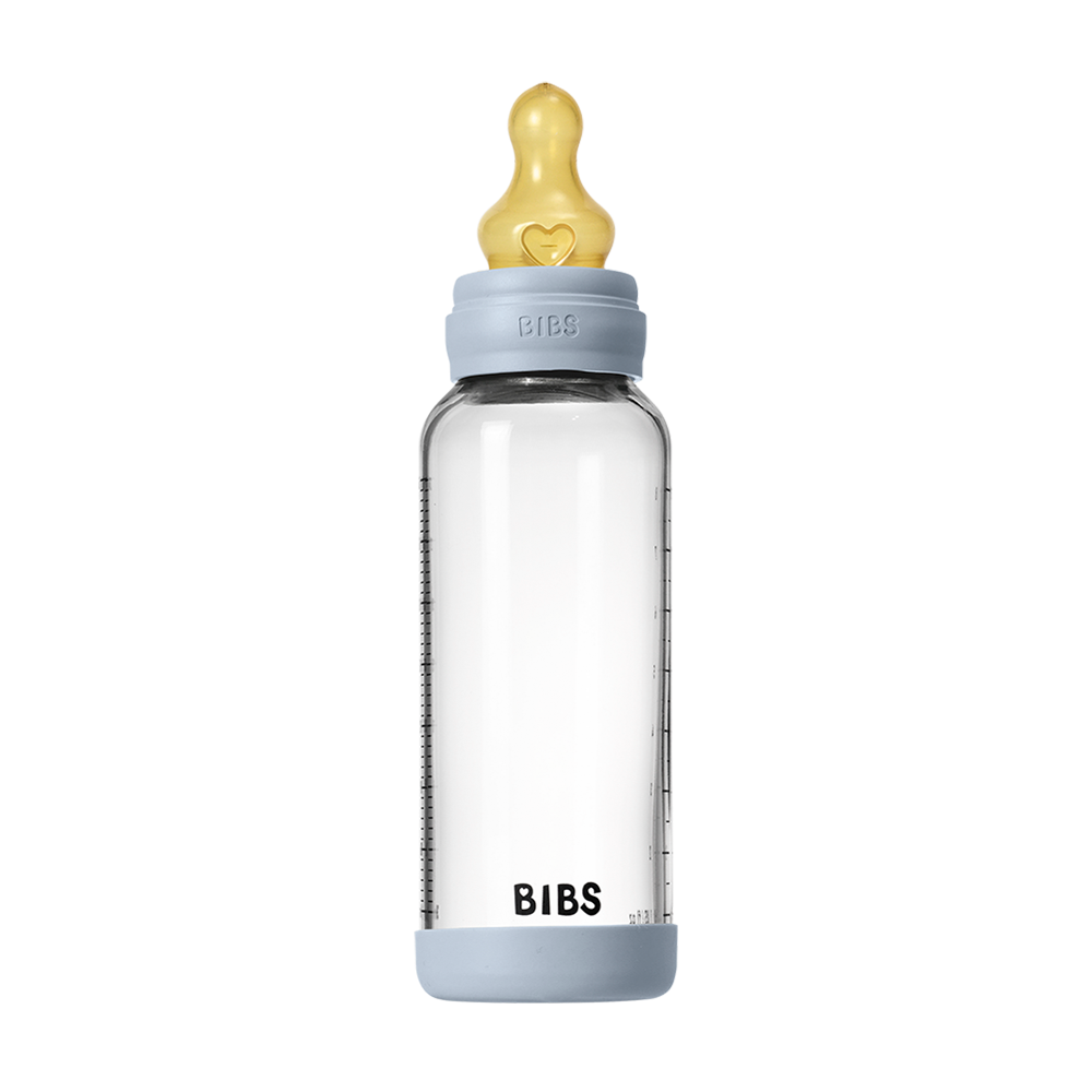BIBS Glass Baby Bottle Complete Set 240ml Latex Teat