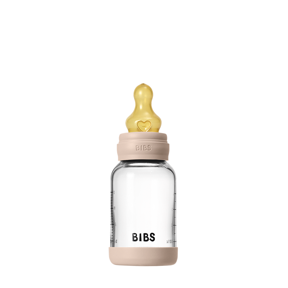 BIBS Glass Baby Bottle Complete Set 120ml Latex Teat