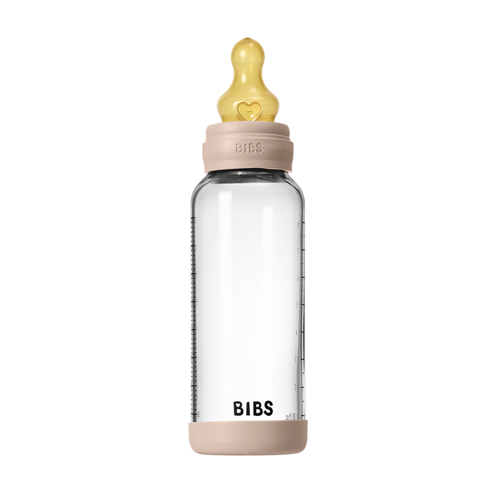 BIBS Glass Baby Bottle Complete Set 240ml Latex Teat