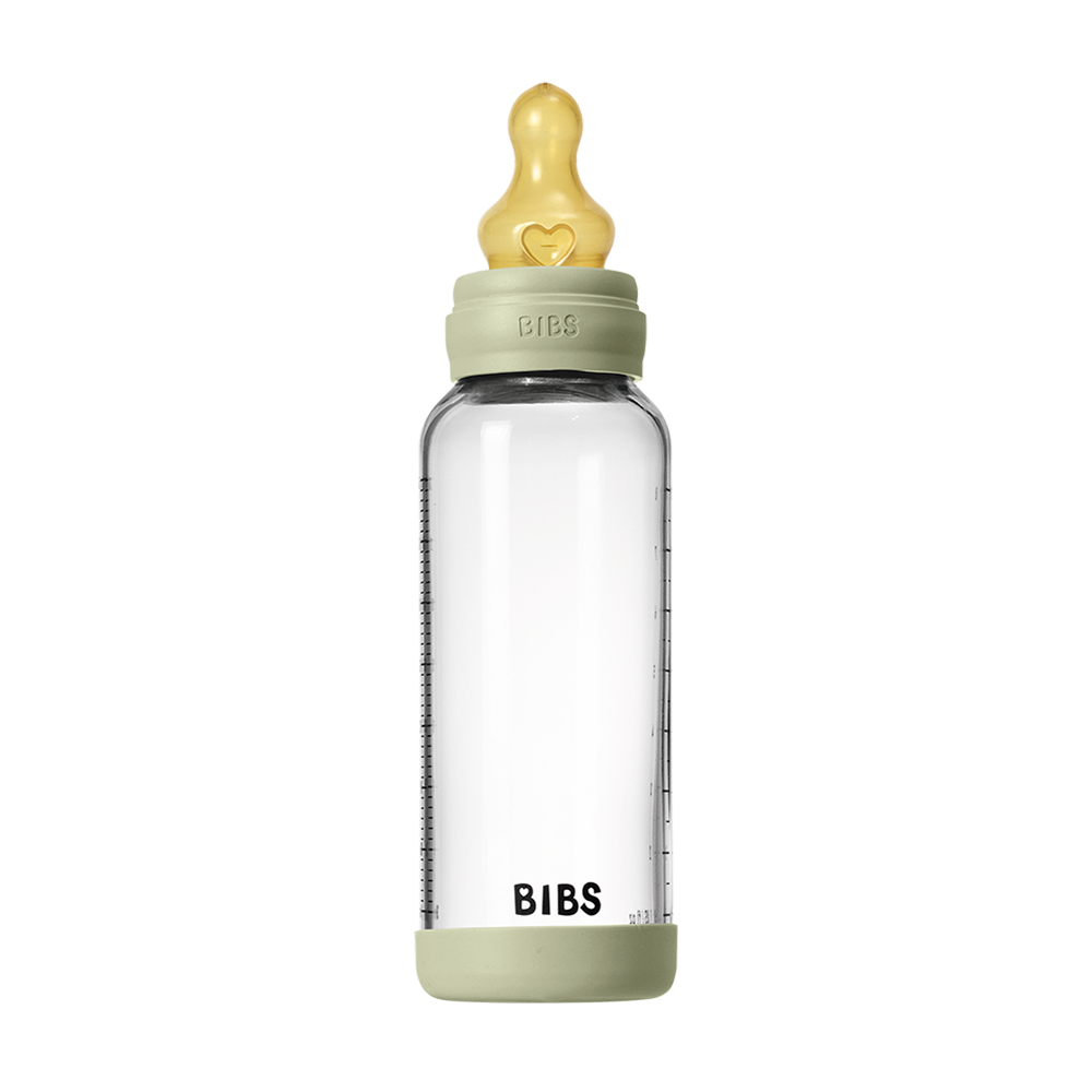 BIBS Glass Baby Bottle Complete Set 240ml Latex Teat