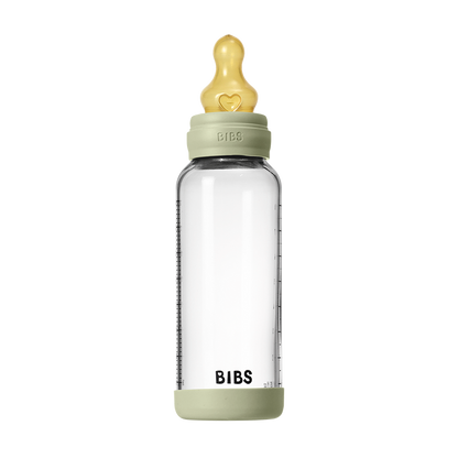 BIBS Glass Baby Bottle Complete Set 240ml Latex Teat