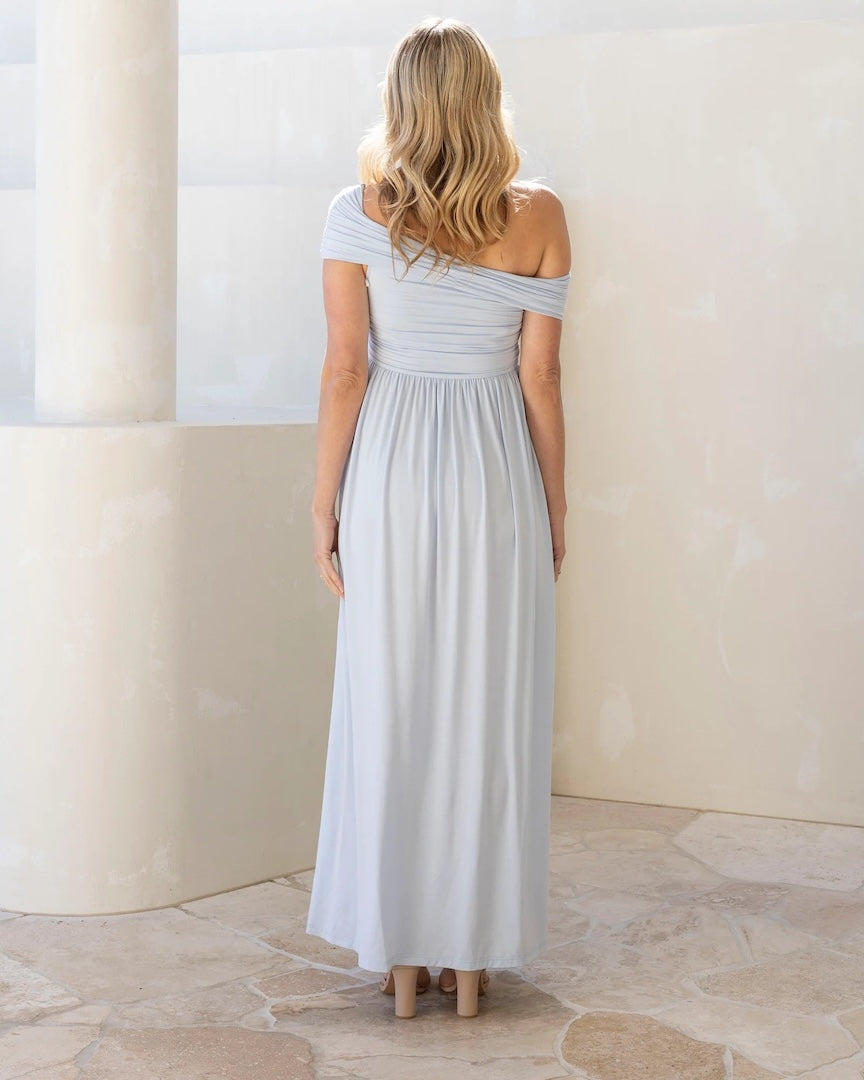 Ariana Maxi Maternity Moon Dress in Baby Blue
