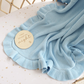 Baby Blue Ruffle Knit Organic Baby Blanket