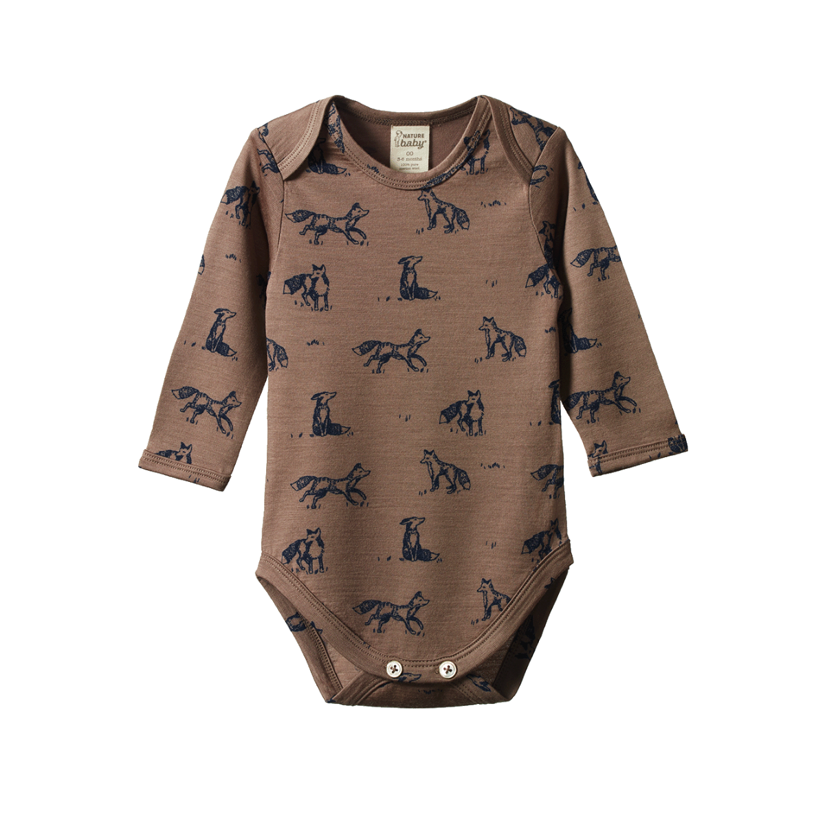 Merino Long Sleeve Bodysuit Foxy Print