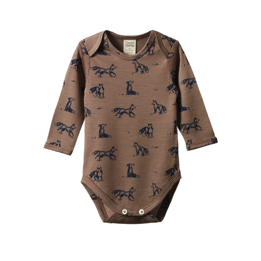 Merino Long Sleeve Bodysuit Foxy Print