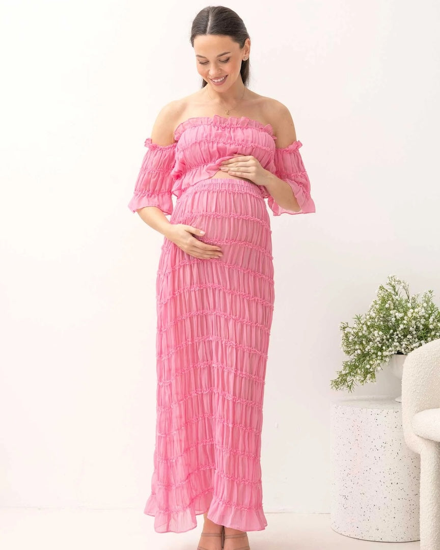 Marisol 2 piece Maternity Photoshoot Dress in Candy Pink