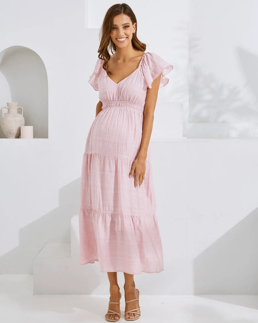 Lila Baby Shower Maternity Dress Candy Pink