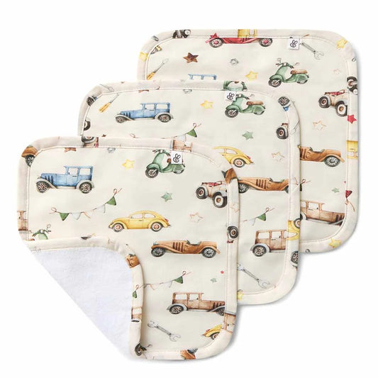 Vintage Cars Organic Wash Cloths 3 Pack