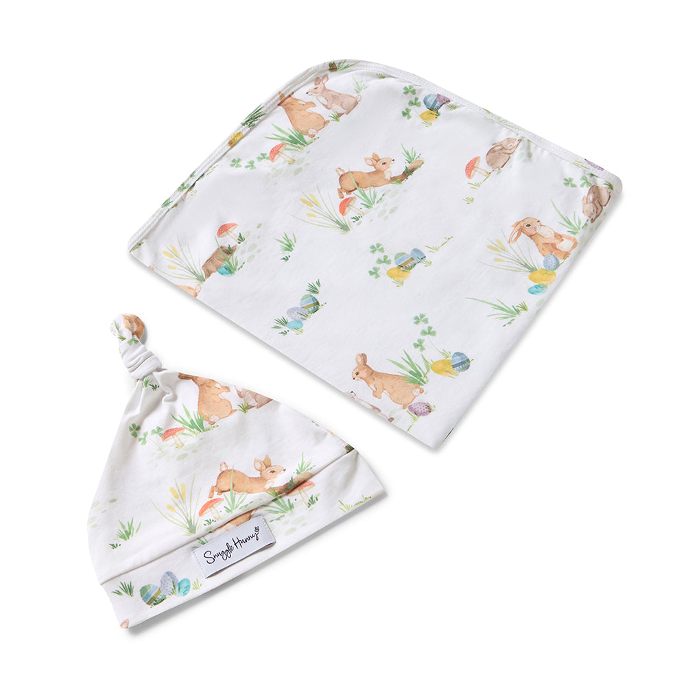 Snuggle Hunny Easter Bunnies Organic Jersey Wrap & Beanie My First Easter