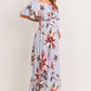 Light Blue Floral Maternity Maxi Dress Ruffle Off Shoulder