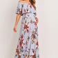 Light Blue Floral Maternity Maxi Dress Ruffle Off Shoulder