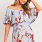 Light Blue Floral Maternity Maxi Dress Ruffle Off Shoulder