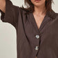 Ease Away Crinkle Shirt - Chocolate