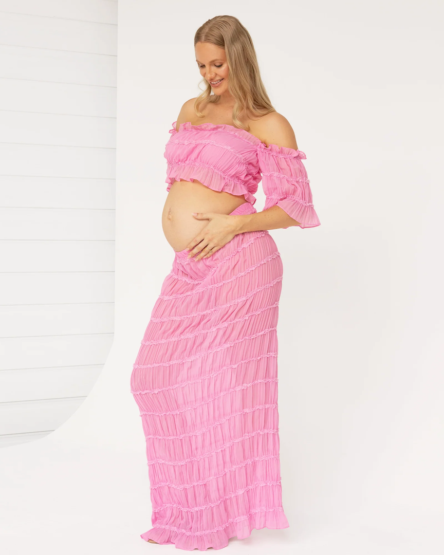 Marisol 2 piece Maternity Photoshoot Dress in Candy Pink