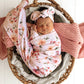 Birds & Blooms Organic Jersey Wrap & Topknot Set