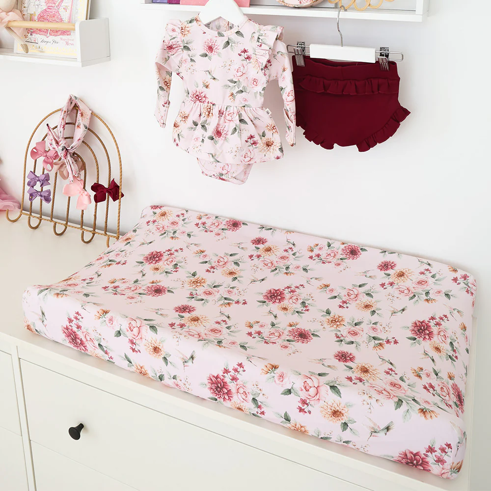 Birds & Blooms Organic Bassinet Sheet / Change Pad Cover