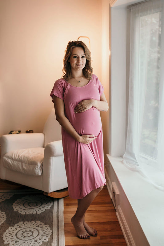 Hospital Labour, Birthing and Delivery Nursing Gown Rose