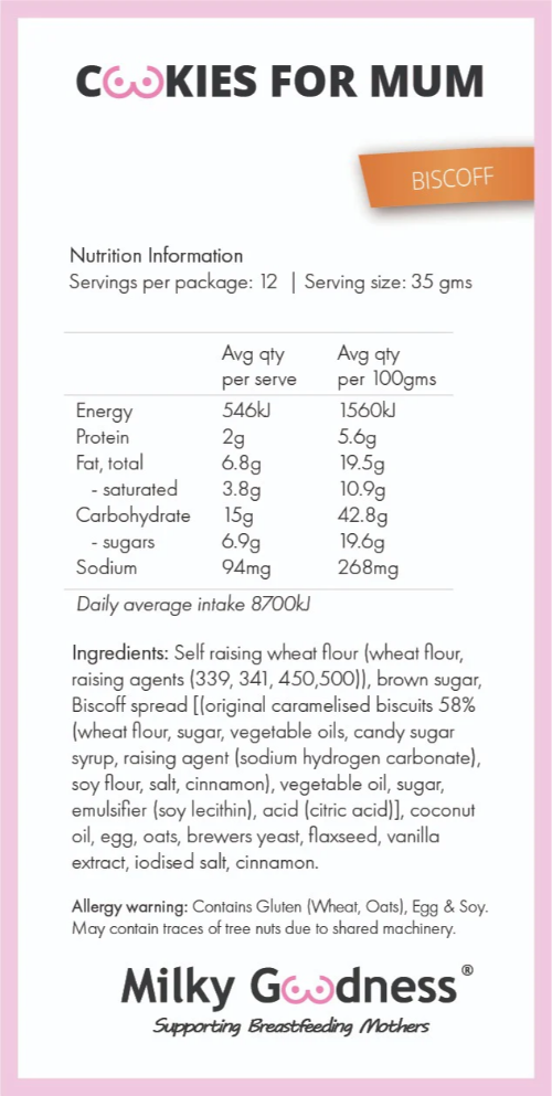 Lactation Cookies Biscoff (Dairy Free) Milky Goodness