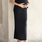 Zélie Wide Rib Maternity Midi Skirt in Black