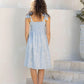 Lily Shoulder Tie Maternity Embroidery Dress Blue