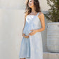 Lily Shoulder Tie Maternity Embroidery Dress Blue