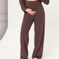 Eleanor 2-piece Maternity Winter Lounge Wear Set in Mocha