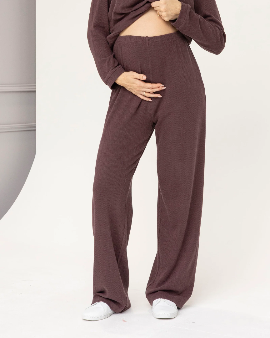 Eleanor 2-piece Maternity Winter Lounge Wear Set in Mocha
