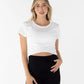 Celia Maternity Cotton Crop Tee - White