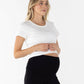 Celia Maternity Cotton Crop Tee - White