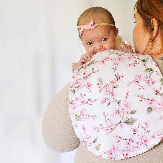 Cherry Blossom Organic Cotton Burp Cloth