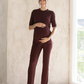 Alexis Side Split Maternity Knit Top in Chocolate Truffle