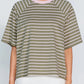 Apero Classique Stripe Box Cut Tee Khaki/Pink
