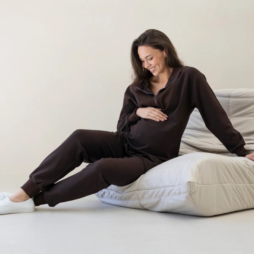 Calla Maternity Tracksuit Set in Cocoa