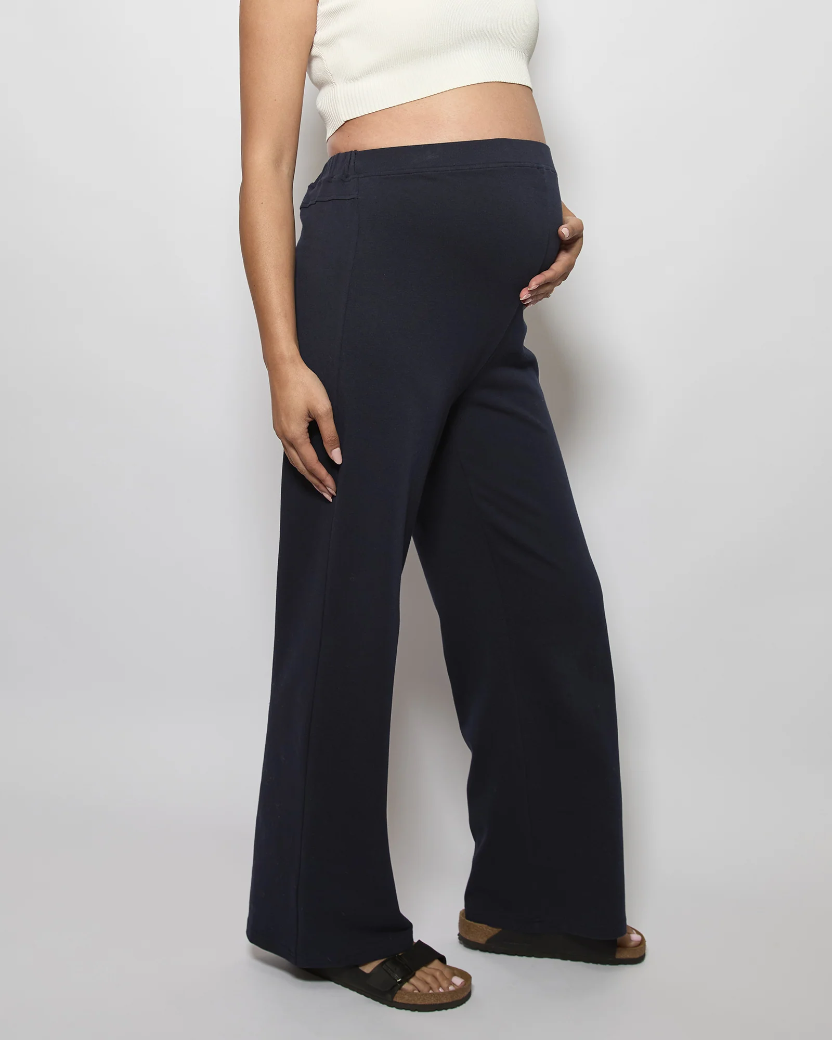 Harriette Wide Cotton Pants Navy