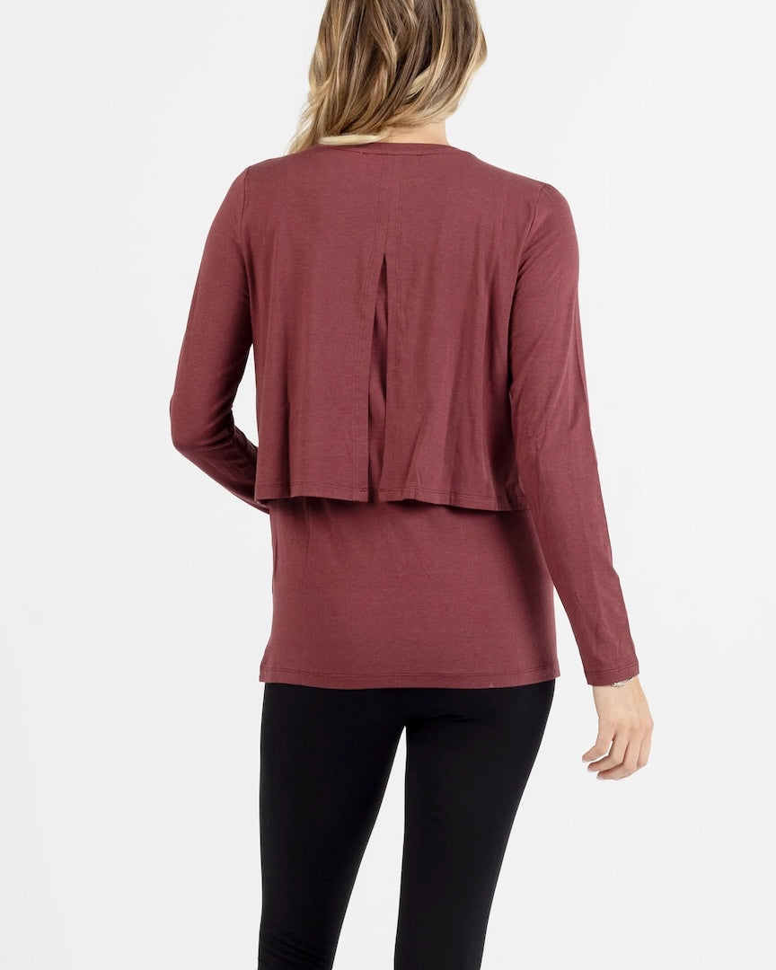 Leonie Maternity/ Nursing Flip Panel Top in Burgundy