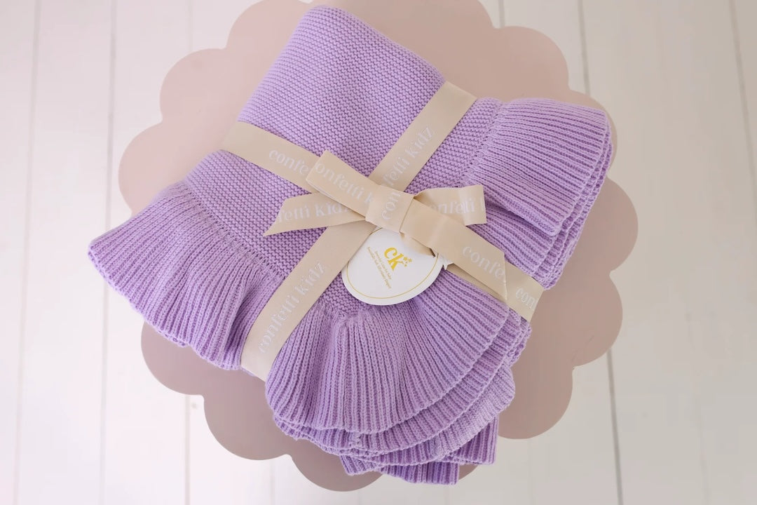 Frilly Knit Blanket Lilac
