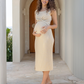 Annabella Knit Maternity Tank Dress in Beige