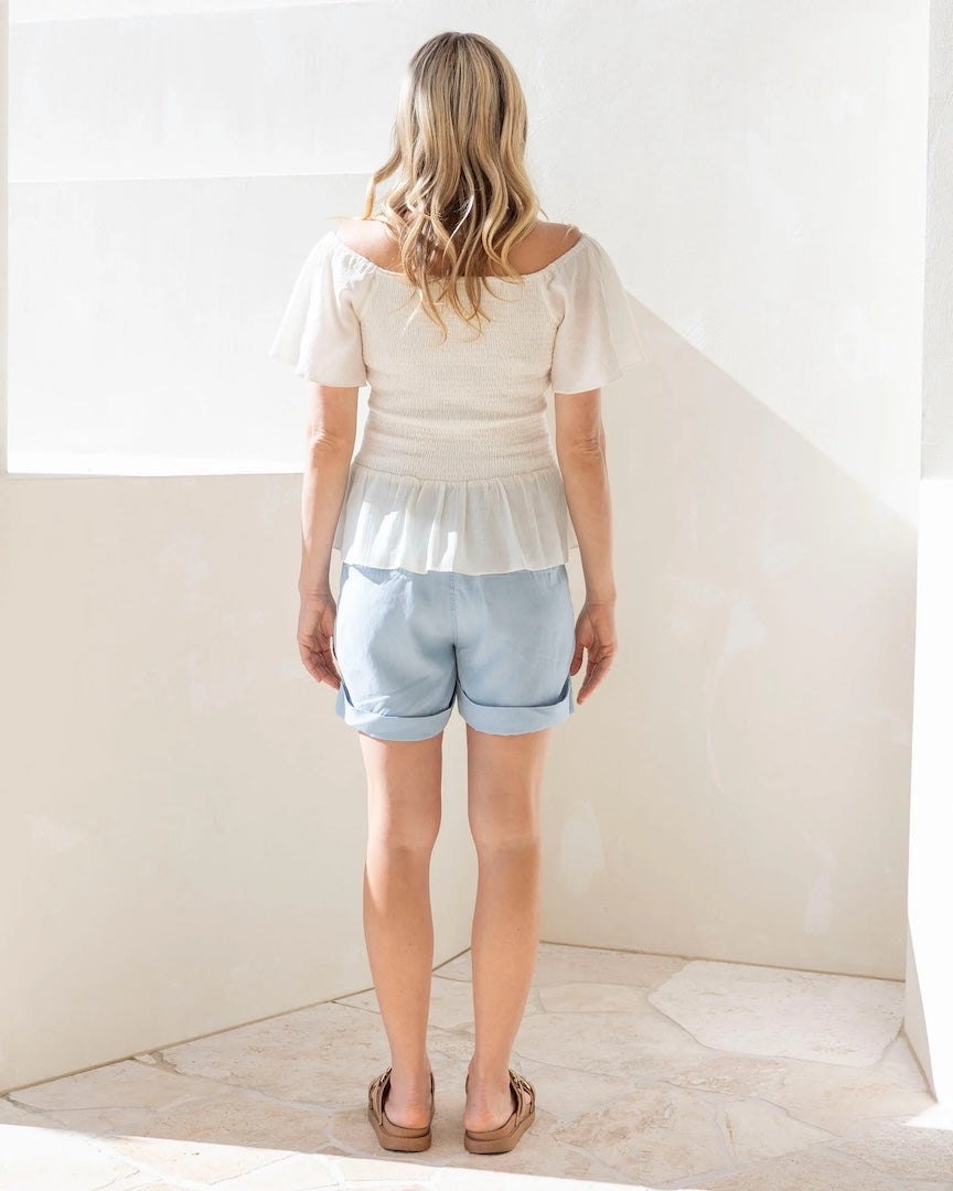 Bridgette Maternity Summer Peplum in White