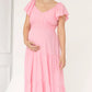 Lila Baby Shower Maternity Cotton Dress in Sugar Pink