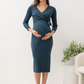 Lucille Knit Maternity Midi Dress Dark Teal