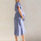 Molly Maternity Wrap Midi Dress In Iris Blue