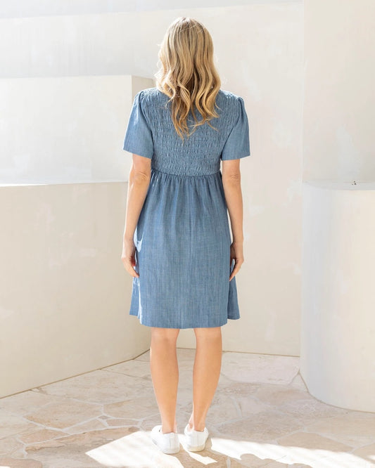 Tencel Denim Smock Maternity Dress