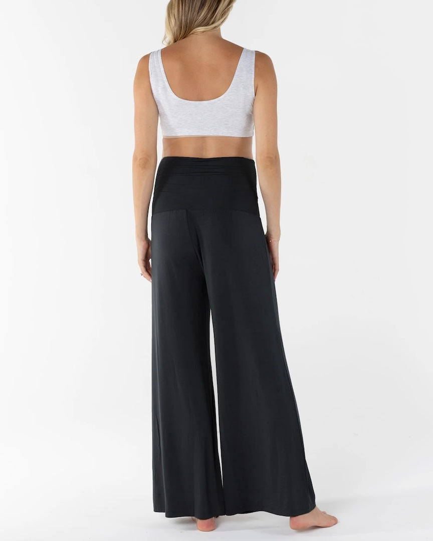 Debra Wide Leg Maternity Bamboo Pants in Black