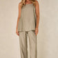 Ease Away Crinkle Top - Soft Khaki