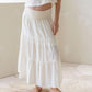 Ellie Maternity Shirred Maxi Skirt in White