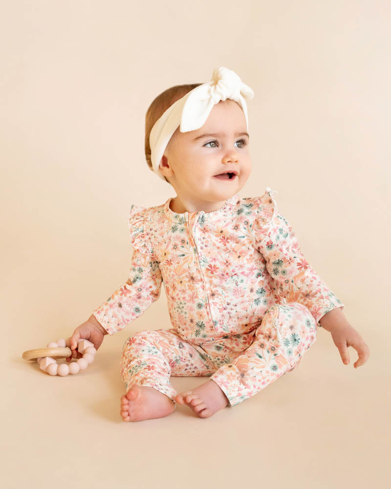 Fern Floral Organic Long Sleeve Zipsuit