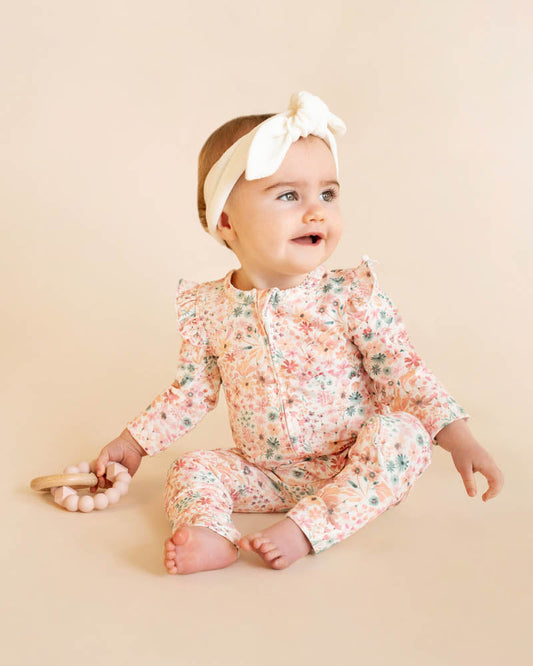 Fern Floral Organic Long Sleeve Zipsuit